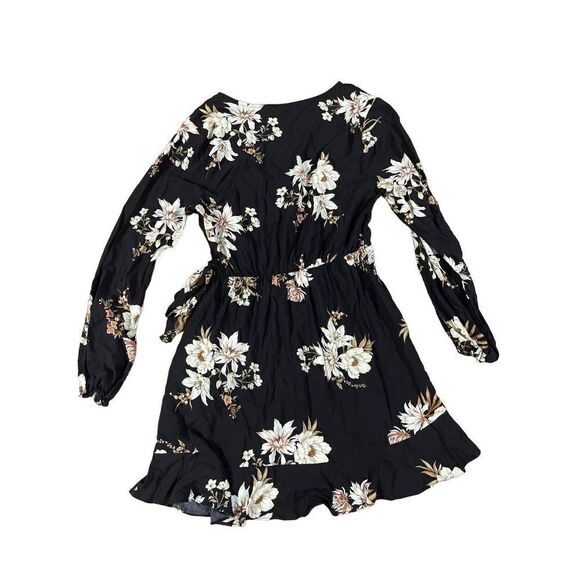 Xhilaration‎ dark brown floral wrap dress sz M - Picture 2 of 9